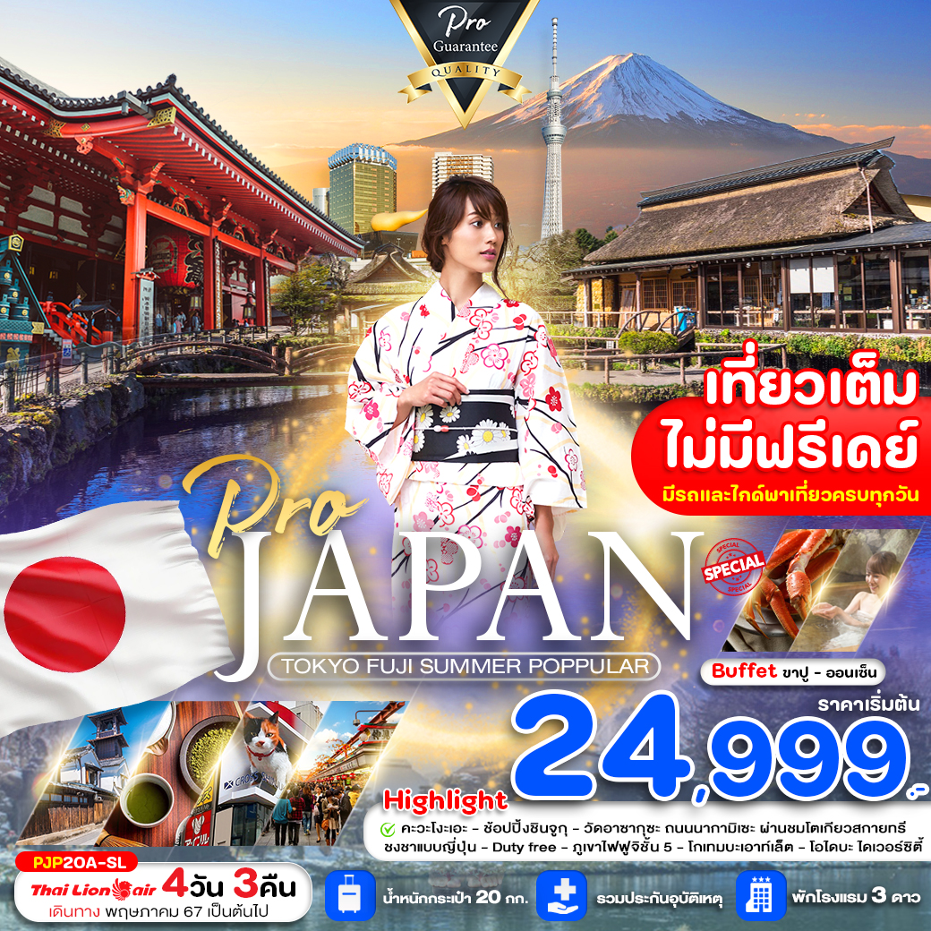 ทัวร์ญี่ปุ่น TOKYO FUJI SUMMER POPPULAR 4วัน 3คืน (SL)